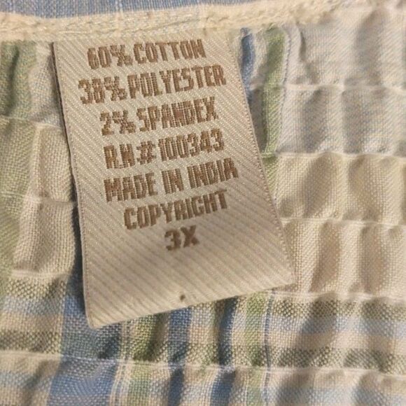 Vtg 90's Womens Seersucker Top Sz 3X Plaid Button Up Cottagecore Boho Soft Girl - Picture 9 of 10